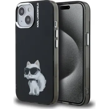 Náhradní kryt pro mobilní telefon Karl Lagerfeld IML Aquarelle Choupette zadní kryt pro iPhone 15 Black