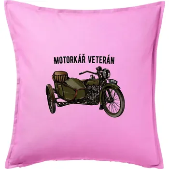 Polštář Motorkář veterán - Polštář 50x50 - 50x50 - Včetně výplně ( Růžová )