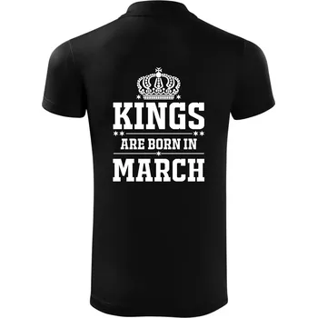 Pánská košile Kings are born in March - Polokošile Victory sportovní (dresovina) - M ( Černá )