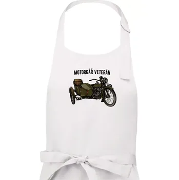 Kuchyňská zástěra Motorkář veterán - Pánská zástěra na vaření - Univerzální velikost ( Bílá )
