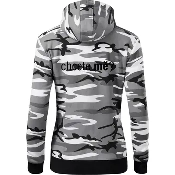 Dámská mikina Chcete mě? - Dámská mikina trendy zipper s kapucí - XS ( Šedý maskáč )