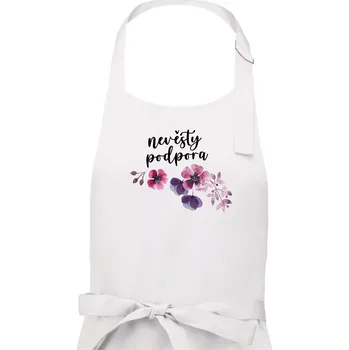 Kuchyňská zástěra Nevěsty podpora květy růžové - Dámská zástěra na vaření - Univerzální velikost ( Bílá )