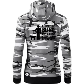 Dámská mikina I might be blind - Dámská mikina trendy zipper s kapucí - XS ( Šedý maskáč )