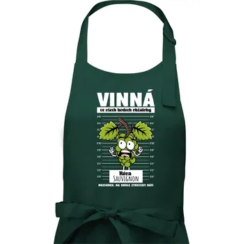 Kuchyňská zástěra Vinná réva odsouzena Sauvignon - Dámská zástěra na vaření - Univerzální velikost ( Lahvově zelená )