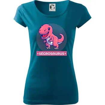 Dámské tričko Dinosauří rodina - ségra - Dámské triko Pure - XS ( Petrolejová )
