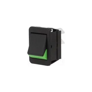 vypínač ROCKER DPST pol 2 OFF-ON 16A/250VAC černo-zelená není 1350