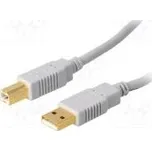 Kabel USB 2.0 USB A vidlice, USB B vidlice zlacený 5m šedá