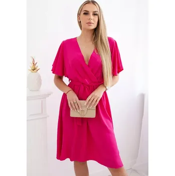 Dámské šaty Šaty s vrstveným výstřihem fuchsie UNI