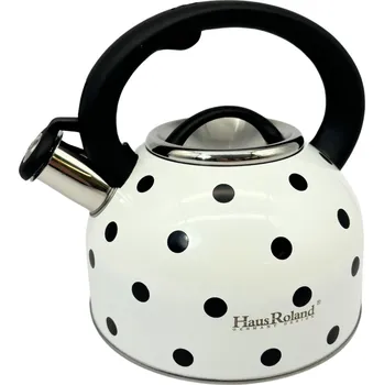 Varná konvice Varná konvice na vodu Haus Roland 2,5 l, bílá s černým puntíkem