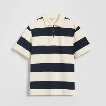 Pánské tričko Reserved - Pruhované polo tričko comfort - tmavomodrá - 291EF-59X - 291EF-59X-L