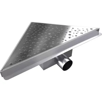Odvodňovací žlab B-TRIANGL 25 Chrom Odtoková vpusť rohová