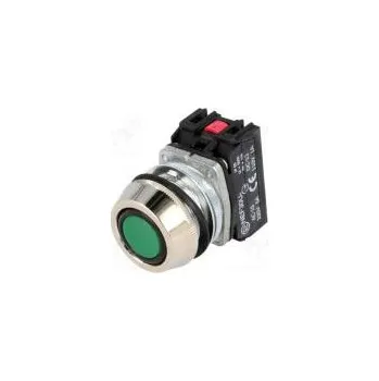 vypínač Přepínač tlačítkový 1-polohové NC + NO 30mm zelená IP66