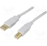 Kabel USB 2.0 USB A vidlice, USB B vidlice zlacený 5m šedá