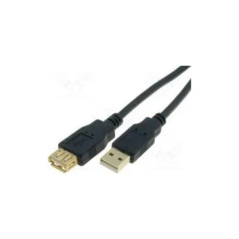 Elektrická zásuvka Kabel USB 2.0 USB A zásuvka, USB A vidlice zlacený 5m černá