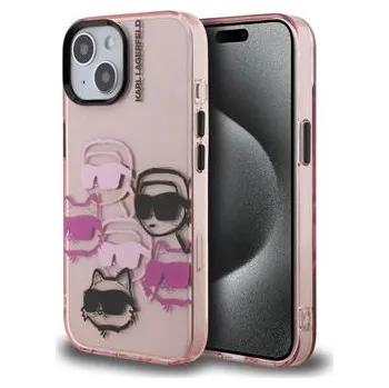 Pouzdro na mobilní telefon Karl Lagerfeld IML Multi K&CH Heads Zadní Kryt pro iPhone 15 Pink