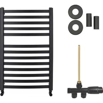 Radiátor CERANO - Koupelnový radiátorový set Paolo - ústřední vytápění - boční jednobodové připojení - 568W - černá matná - 850x550 mm