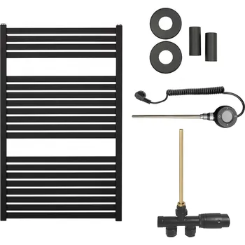 Radiátor CERANO - Koupelnový radiátorový set Vincenzo - kombinované vytápění, wifi tyč - boční jednobodové připojení - 400W - černá matná - 970x600 mm