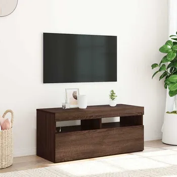 Televizní stolek vidaXL TV skříňka s LED osvětlením 90x35x40 cm [804383] Barva: hnědý dub
