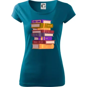 Knihomol stojící knihy - Dámské triko Pure - 2XL ( Petrolejová )