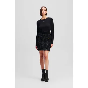 Dámská sukně SUKNĚ KARL LAGERFELD BOUCLE KNIT SKIRT BLACK