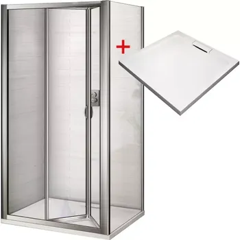 WRITE HARD 80x80 Sprchový kout se zalamovacími dveřmi a mramorovou vaničkou