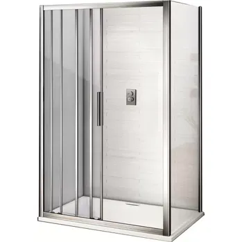 AFTER COMBI 90x90 Clear Sprchový kout s třídílnými posuvnými dveřmi a pevnou bočnicí