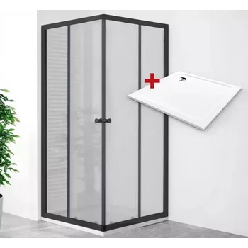 POINT BLACK ROCKY 90x90 Grape Čtvercový sprchový kout s mramorovou vaničkou