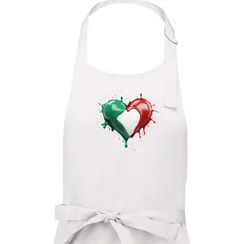 Kuchyňská zástěra Srdce rozprsknuté - Italské barvy - Dámská zástěra na vaření - Univerzální velikost ( Bílá )