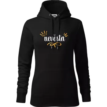 Dámská mikina Nevěsta princezna - zlatý potisk - Mikina dámská Cape s kapucí - M ( Černá )