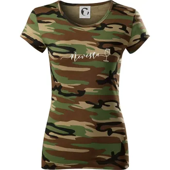 Dámské tričko Nevěsta bílé víno - Dámské maskáčové triko - 2XL ( Hnědý maskáč )