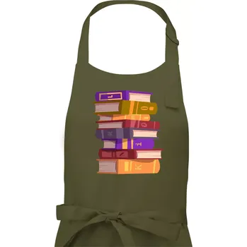 Kuchyňská zástěra Knihomol stojící knihy - Pánská zástěra na vaření - Univerzální velikost ( Khaki )