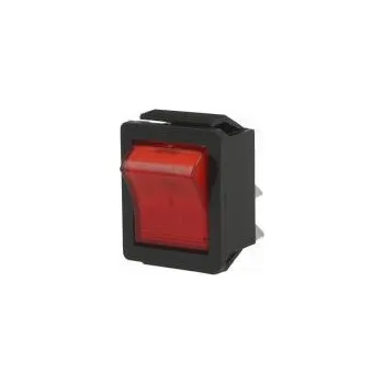 vypínač ROCKER DPST pol 2 OFF-ON 16A/250VAC červená doutnavka 250V