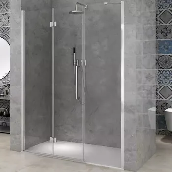 Sprchové dveře NOMI LINE 190 Čiré Sprchové dveře zalamovací s pevnou stěnou v rovině (60+140)
