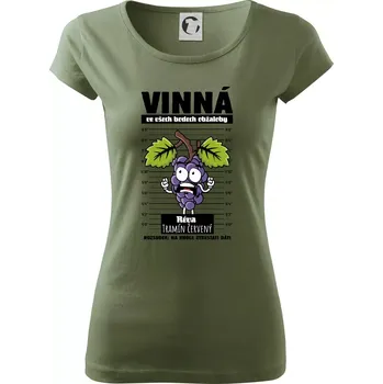 Dámské tričko Vinná réva odsouzena Tramín červený - Dámské triko Pure - XS ( Khaki )