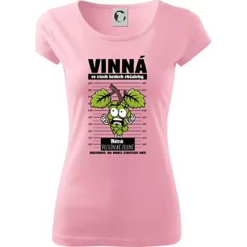 Dámské tričko Vinná réva odsouzena Veltlínské zelené - Dámské triko Pure - XS ( Růžová )