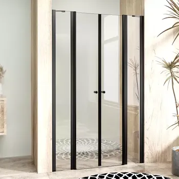 Sprchové dveře BETA LINE II Black 140 Čiré Sprchové dveře dvoukřídlé s pevnými stěnami v rovině
