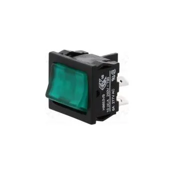 vypínač ROCKER DPST pol 2 OFF-ON 10A/250VAC 10A/28VDC zelená 8650