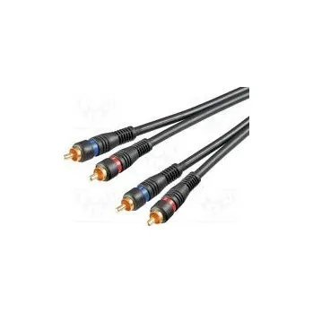 Audio kabel Kabel RCA vidlice x2,z obou stran 1,5m Povrch zlacený černá