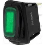 ROCKER SPST pol 2 OFF-ON 16A/12VDC zelená IP65 LED 12VDC