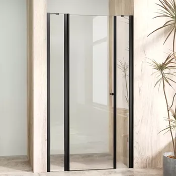 Sprchové dveře ALFA LINE II Black 125 Čiré Sprchové dveře jednokřídlé s pevnými stěnami v rovině