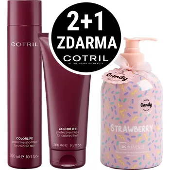 Kosmetická sada Cotril Colorlife šampón 300 ml +maska na vlasy 200 ml + sprej pro zářivý lesk 100 ml + mýdlo na ruce 500 ml kosmetická sada
