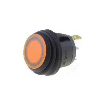 vypínač ROCKER SPST pol 2 OFF-ON 10A/24VDC žlutá IP65 LED 24VDC 50mΩ