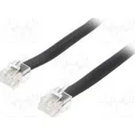 Kabel telefonní plochý RJ12 vidlice,z obou stran 3m černá