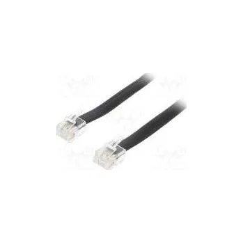 Síťový kabel Kabel telefonní plochý RJ12 vidlice,z obou stran 3m černá