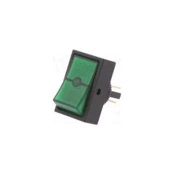 vypínač ROCKER SPST pol 2 OFF-ON 30A/12VDC zelená doutnavka 50mΩ