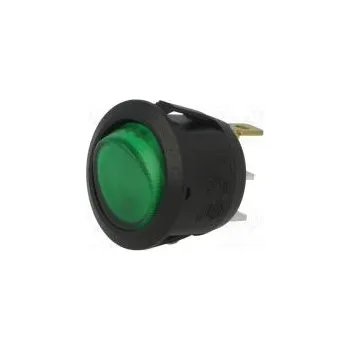 vypínač ROCKER SPST pol 2 OFF-ON 6A/250VAC zelená doutnavka 230V