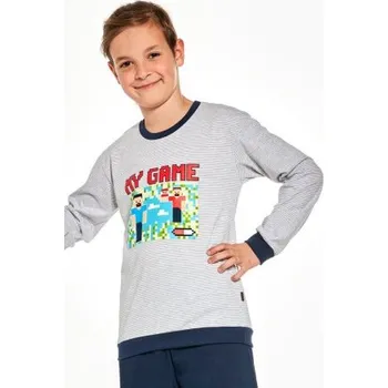 Chlapecké pyžamo Chlapecké pyžamo Cornette My Game 2 - bavlna Šedo-tmavěmodrá 146-152
