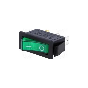 Elektroinstalační materiál ROCKER SPST pol 2 OFF-ON 15A/250VAC zelená doutnavka 35mΩ