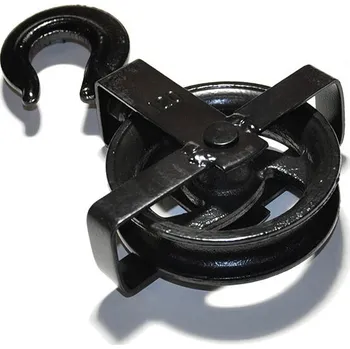 kladka kladka litinová stavební s hákem a vodící lištou 26/250mm, lak, 3654B-26