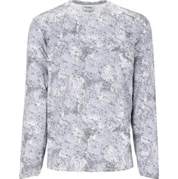 Rybářské oblečení UV triko s dlouhým rukávem Simms SolarFlex Crewneck Back Eddy White M